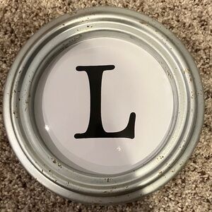 Round Silver Monogram “L” Wall Decor - 8 inches in diameter